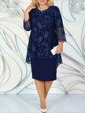 Plus Size Dresses Woman Two-piece Embroidery Floral Elegant Beautiful Party Dress for Formal Occasions Women's Dresses
