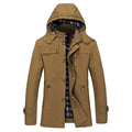 Spring and Autumn New Men's Large Size Trench Coat Korean Version of The Slim Long Men's Hooded Coat Men's Coat Thick Cotton