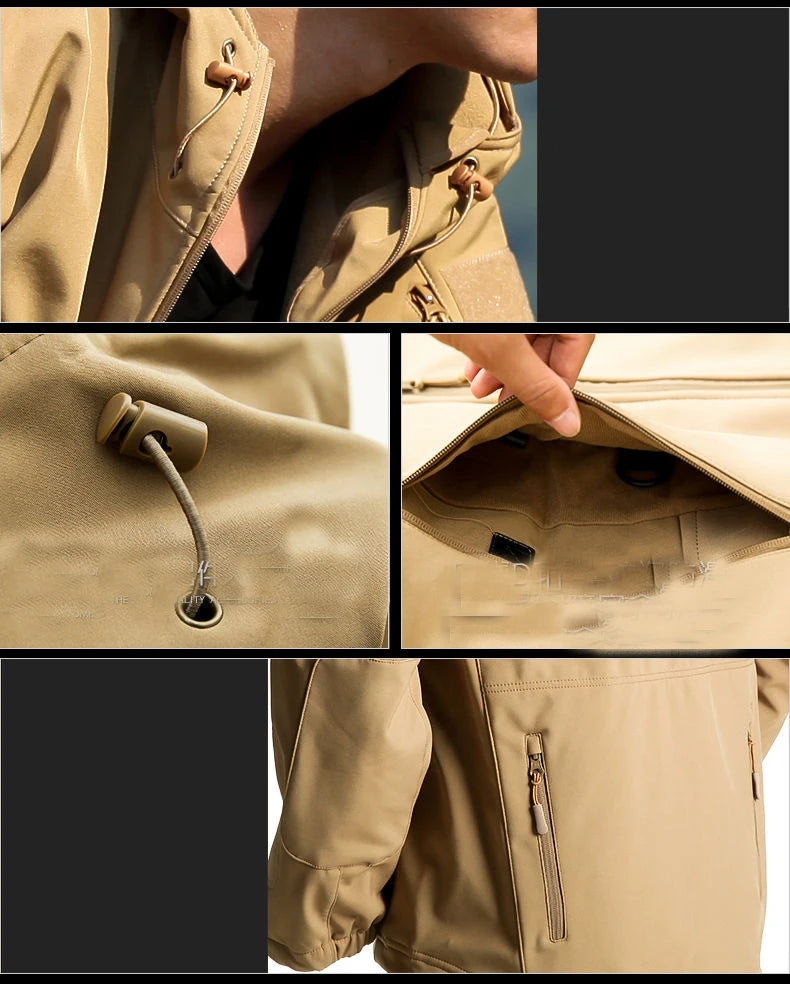 Shark Skin Soft Shell Autumn and Winter Plush Thickened Mountaineering Tactics Training Breathable Windproof Charge Suit