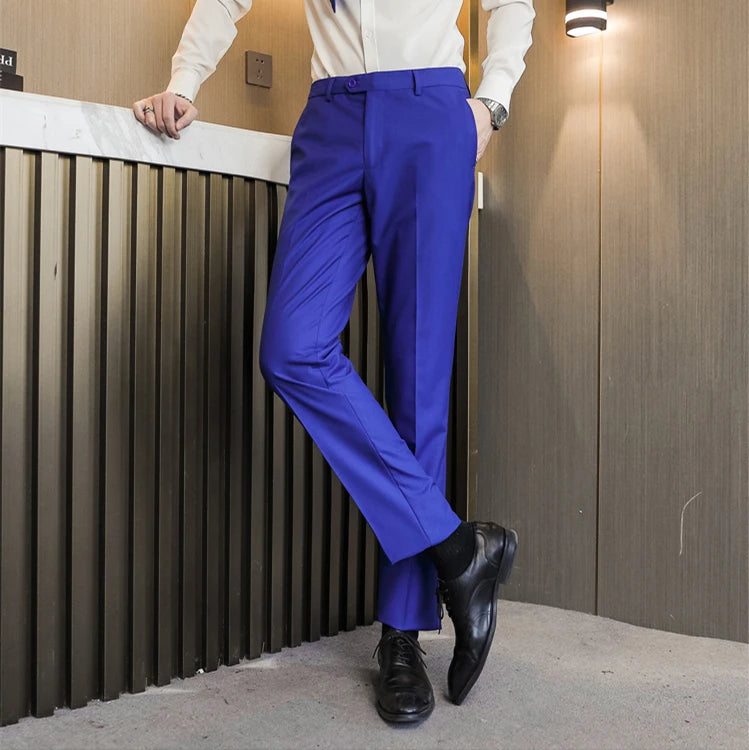 Men Royal Blue Suit Pants, Business Office Trousers,White Black Red Pantalones Hombre, Wedding Party Dress Pants Big Size Slacks
