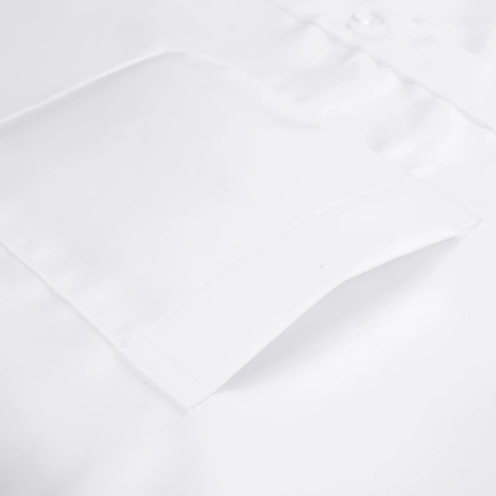 Men's Non Iron Standard-fit Solid Basic Dress Shirt Formal Business Premium 100% Cotton Male Long Sleeve Work Office Shirts