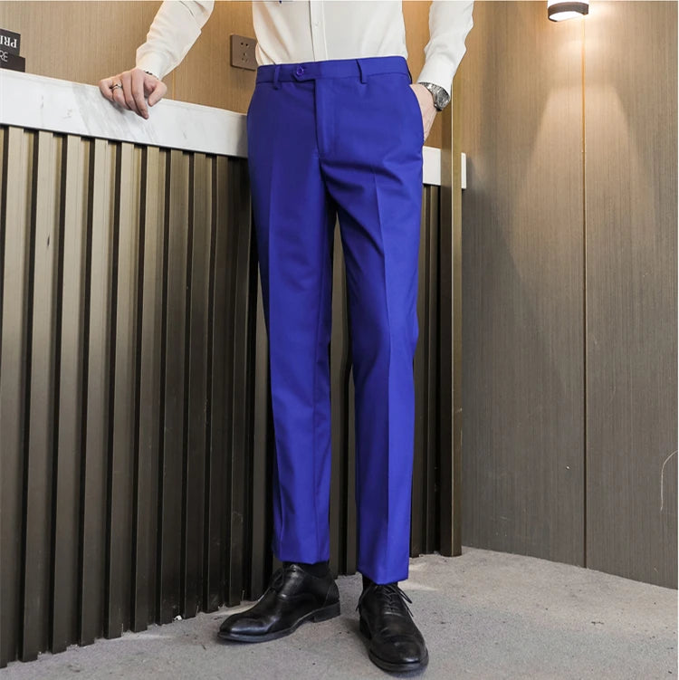 Men Royal Blue Suit Pants, Business Office Trousers,White Black Red Pantalones Hombre, Wedding Party Dress Pants Big Size Slacks