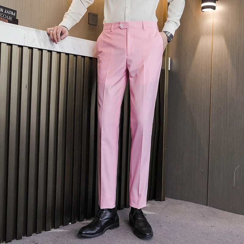 Men Royal Blue Suit Pants, Business Office Trousers,White Black Red Pantalones Hombre, Wedding Party Dress Pants Big Size Slacks