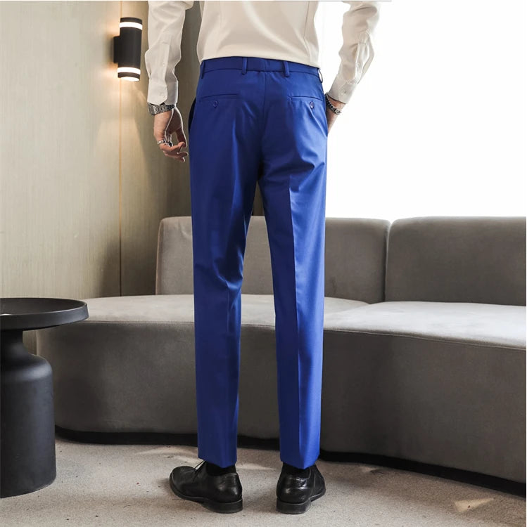 Men Royal Blue Suit Pants, Business Office Trousers,White Black Red Pantalones Hombre, Wedding Party Dress Pants Big Size Slacks