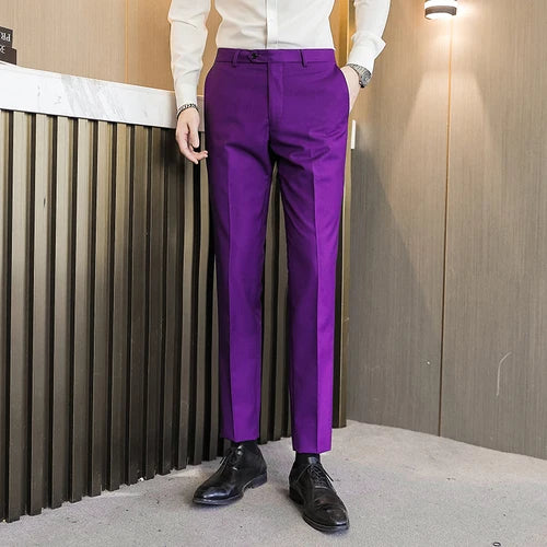 Men Royal Blue Suit Pants, Business Office Trousers,White Black Red Pantalones Hombre, Wedding Party Dress Pants Big Size Slacks