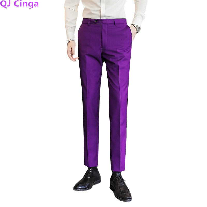 Men Royal Blue Suit Pants, Business Office Trousers,White Black Red Pantalones Hombre, Wedding Party Dress Pants Big Size Slacks
