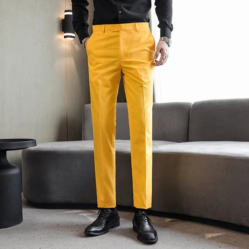 Men Royal Blue Suit Pants, Business Office Trousers,White Black Red Pantalones Hombre, Wedding Party Dress Pants Big Size Slacks