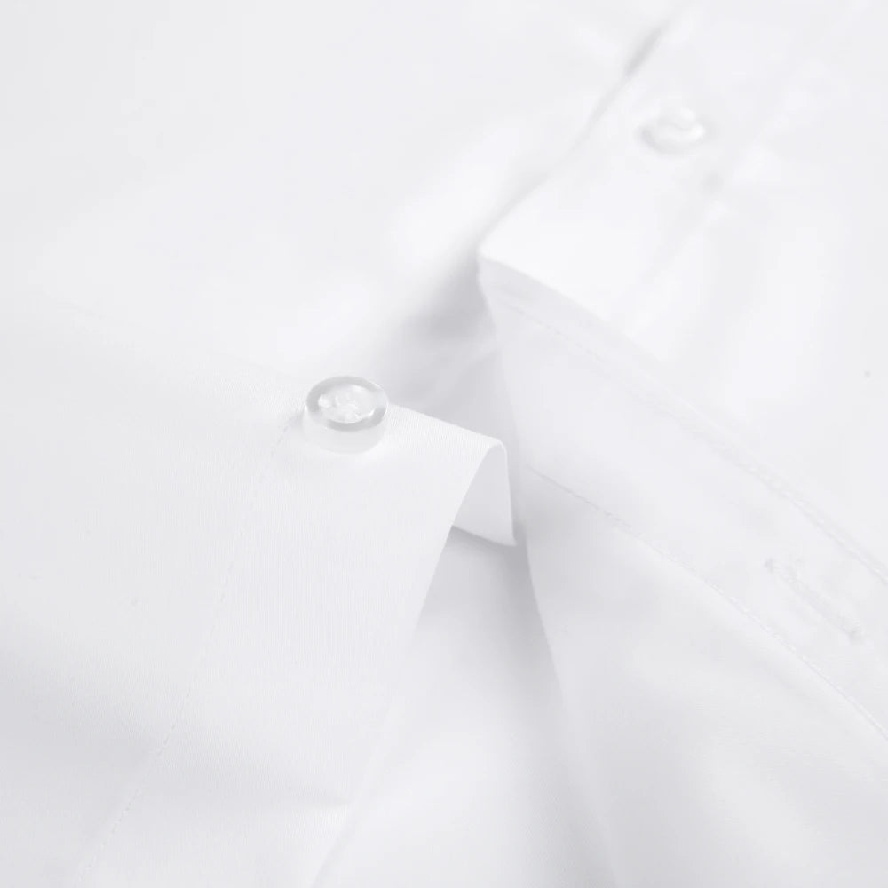 Men's Non Iron Standard-fit Solid Basic Dress Shirt Formal Business Premium 100% Cotton Male Long Sleeve Work Office Shirts