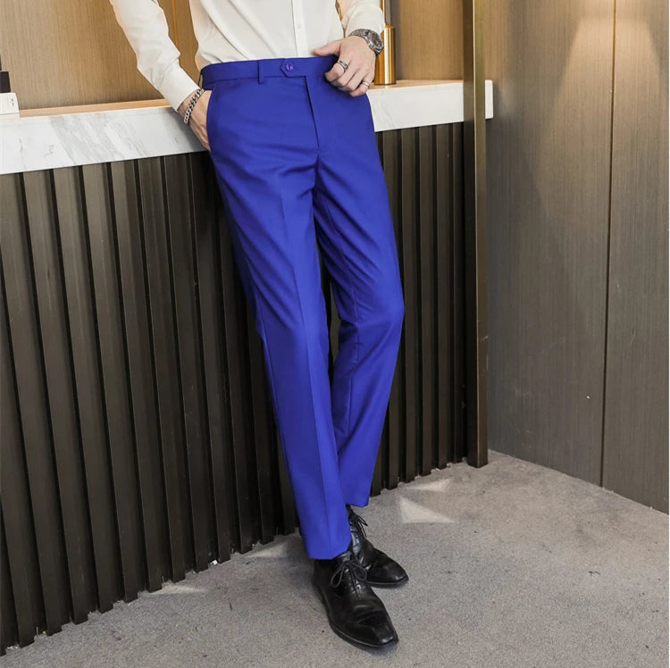 Men Royal Blue Suit Pants, Business Office Trousers,White Black Red Pantalones Hombre, Wedding Party Dress Pants Big Size Slacks