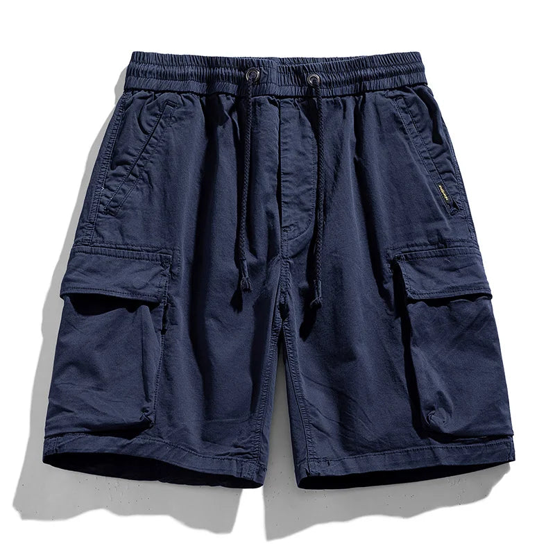 Summer Men Cargo Multi Pocket Shorts Men Casual Solid Elastic Waist Beach Short Spring Men Jogger Pants Shorts Male Dropshipping