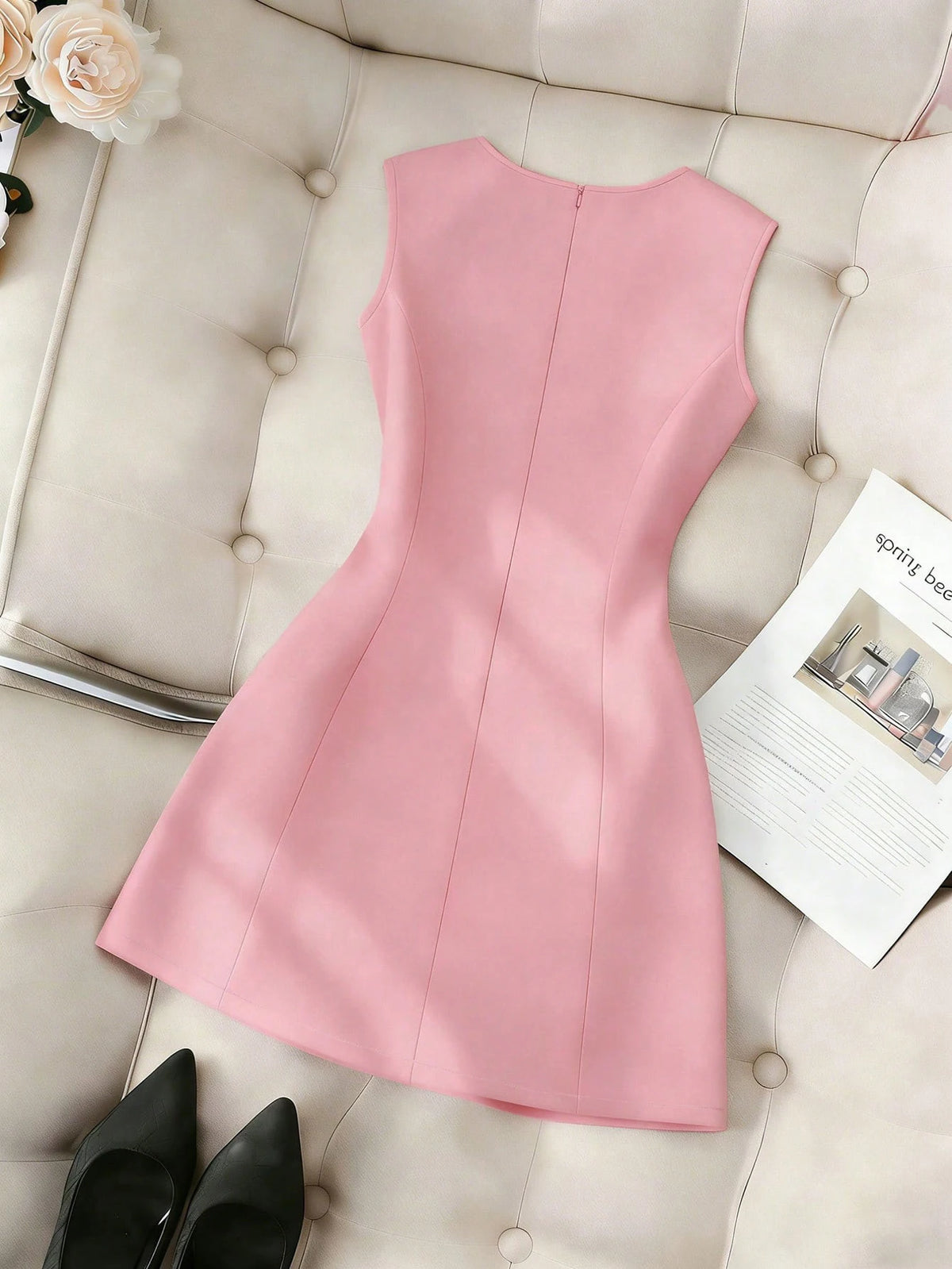 Elegant Lady's Dress with Simple Bow Design Sophisticated Minimalist Gown for Women