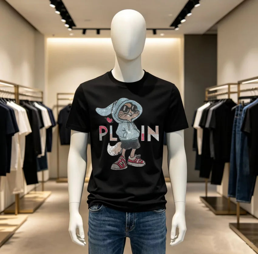 High Quality Designer Streetwear Rhinestone T-Shirt For Men New Designer Top Brand Men Tshirts