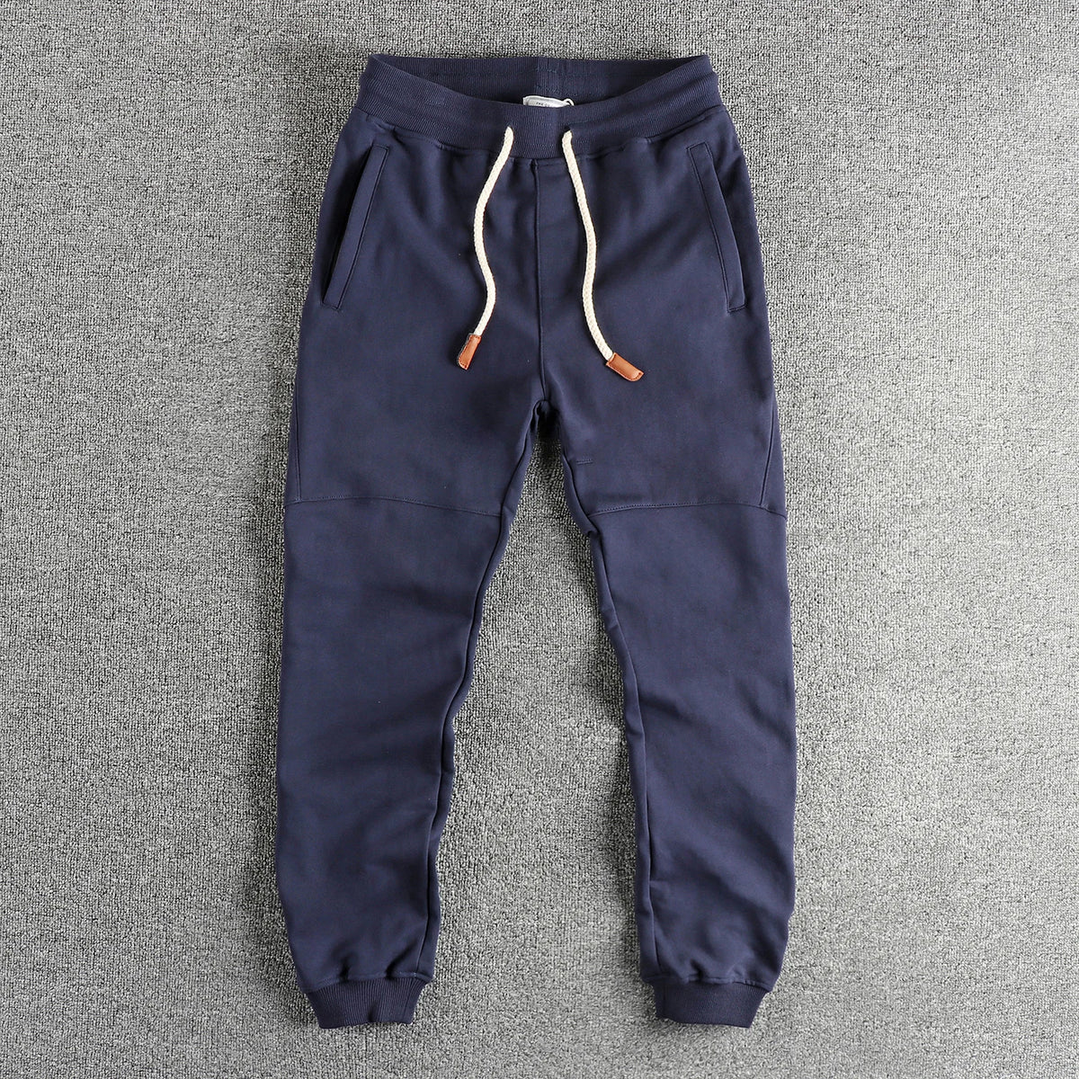 Autumn Japanese Retro Knitted Ankle-length Sweatpants Men's Fashion Elastic Waist Drawstring Sport Casual Ankle-tied Pants