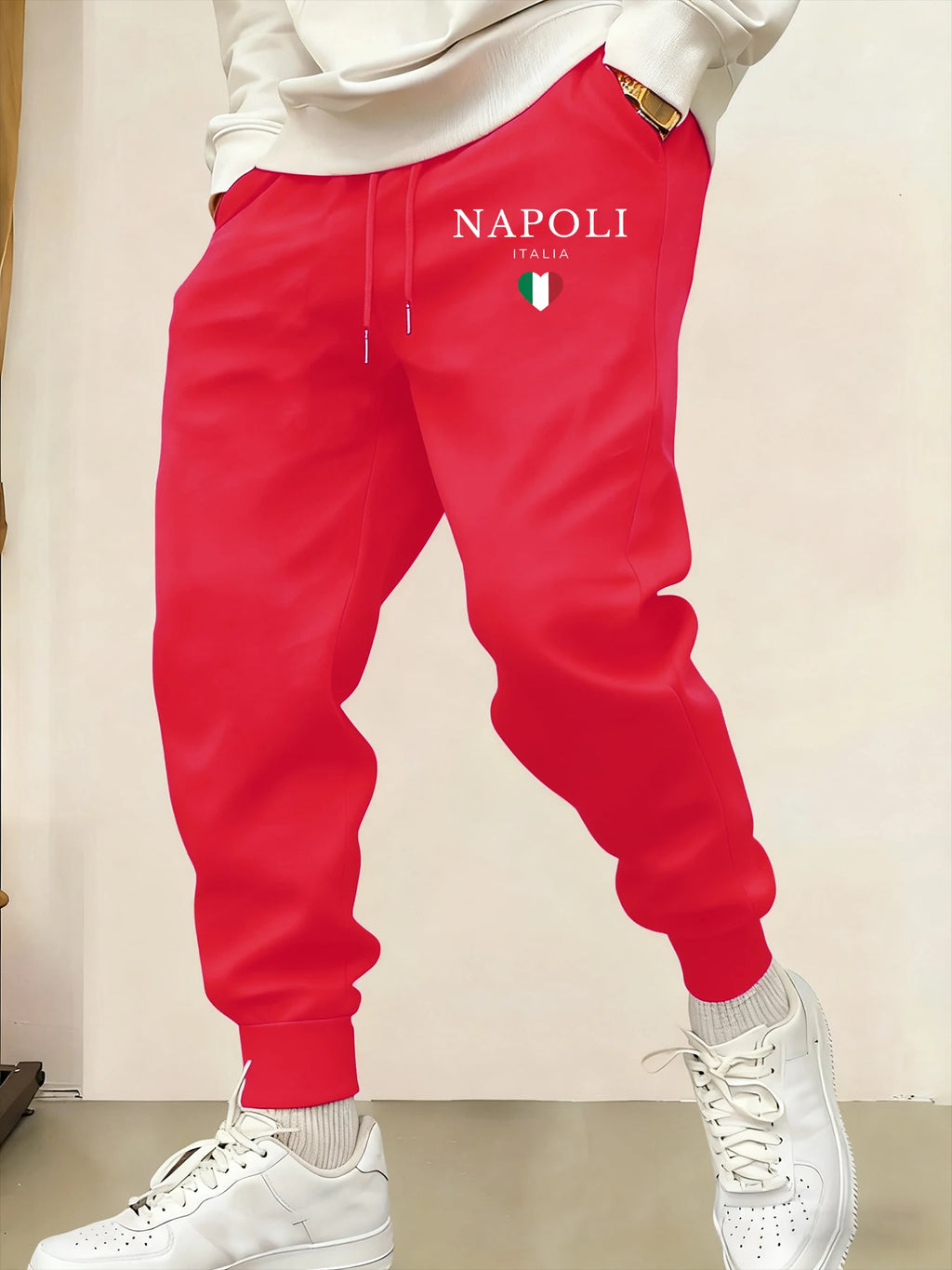 Napoli Italia Letter And Flag  Print Man Sweatpant Pocket Fleece Pant Casual Warm Trouser Autumn Fashion Sports Sweatpants Pants