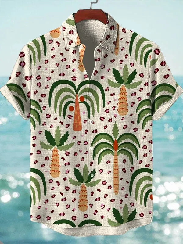 Fashion Men's Graphics Shirts Short Sleeved Button Down Lapel Shirt For Summer Oversized Tops Vacation Casual Hawaiian Shirts