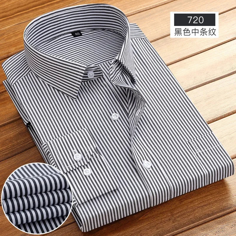 2026 Men's Long Sleeve Cotton Shirt Striped Design Spring Autumn Business Formal Dress Shirts for Men Party Wedding Shirts Male