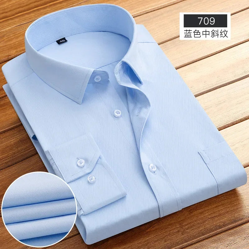 2026 Men's Long Sleeve Cotton Shirt Striped Design Spring Autumn Business Formal Dress Shirts for Men Party Wedding Shirts Male