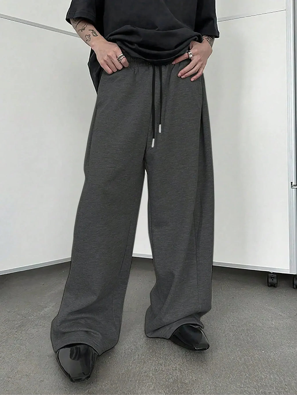 Y2k Harajuku Wide Leg Sweatpants Women Streetwear Baggy Oversize Gray Sports Pants High Waist Drawstring Casual Joggers Trousers