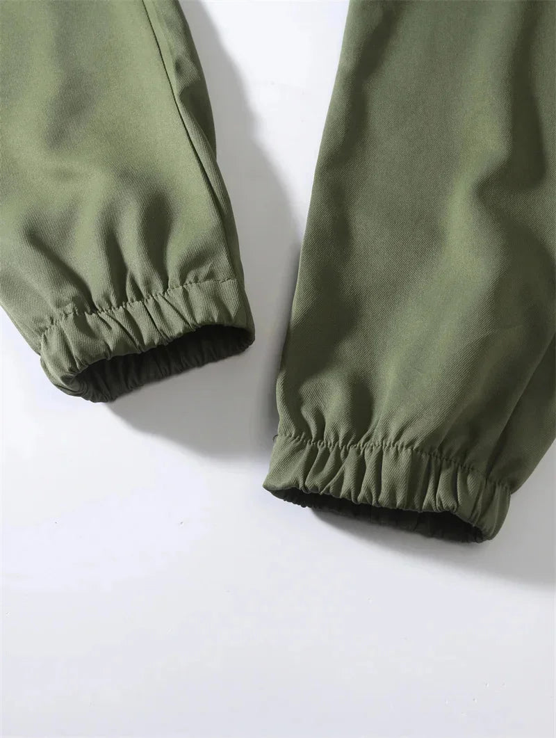Spring Autumn New Cargo Pants Men's Fashion Sports Cargo Pants Solid Color Sweatpants Joggers Woven Pants Casual Male Trousers