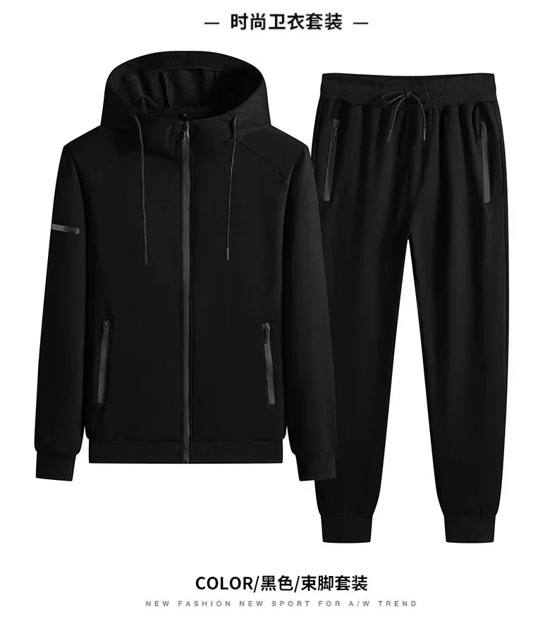 Plus Size tracksuits Men Sportswear Sets New Spring Autumn Clothing Hooded Pants Suit Male 2 Pieces Sweatshirt + Sweatpants 8XL