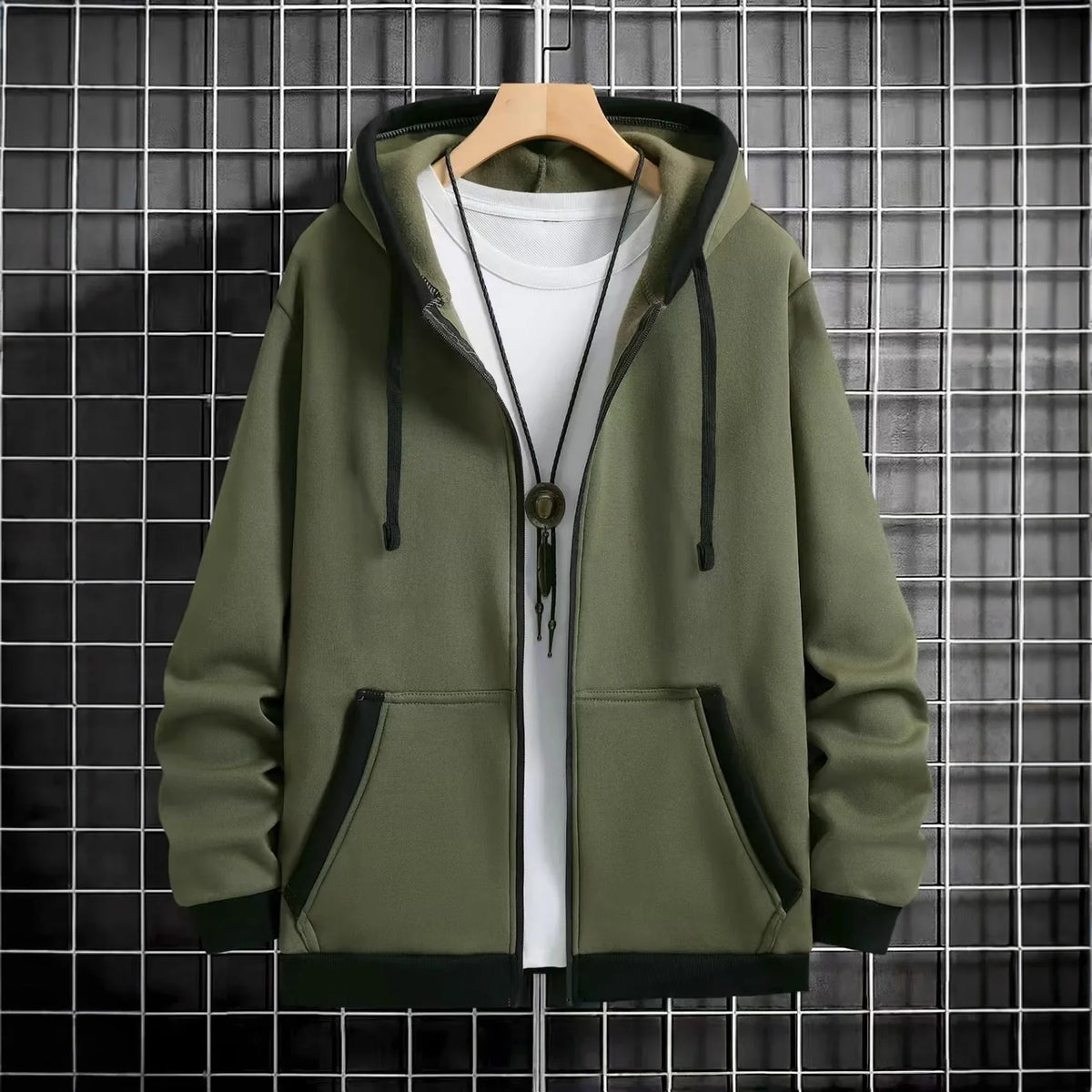 Spring and Autumn Men's Zipper Jacket Warm Windproof Hoodies Thickened Cardigan Sports Long Sleeve Sweatshirts Hooded Coat