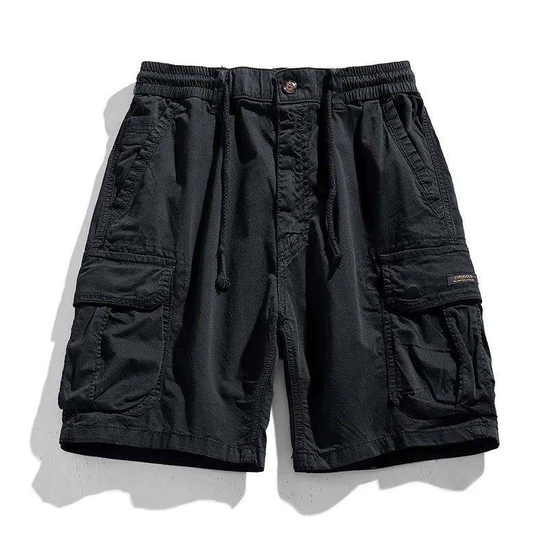 Summer Men Cargo Multi Pocket Shorts Men Casual Solid Elastic Waist Beach Short Spring Men Jogger Pants Shorts Male Dropshipping