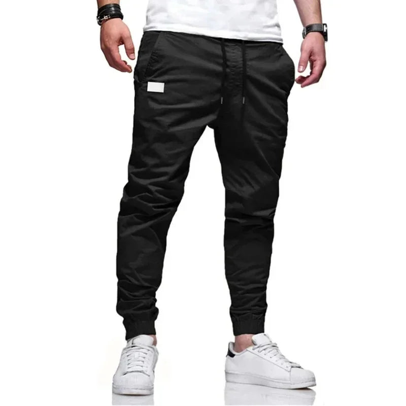 Spring Autumn New Cargo Pants Men's Fashion Sports Cargo Pants Solid Color Sweatpants Joggers Woven Pants Casual Male Trousers