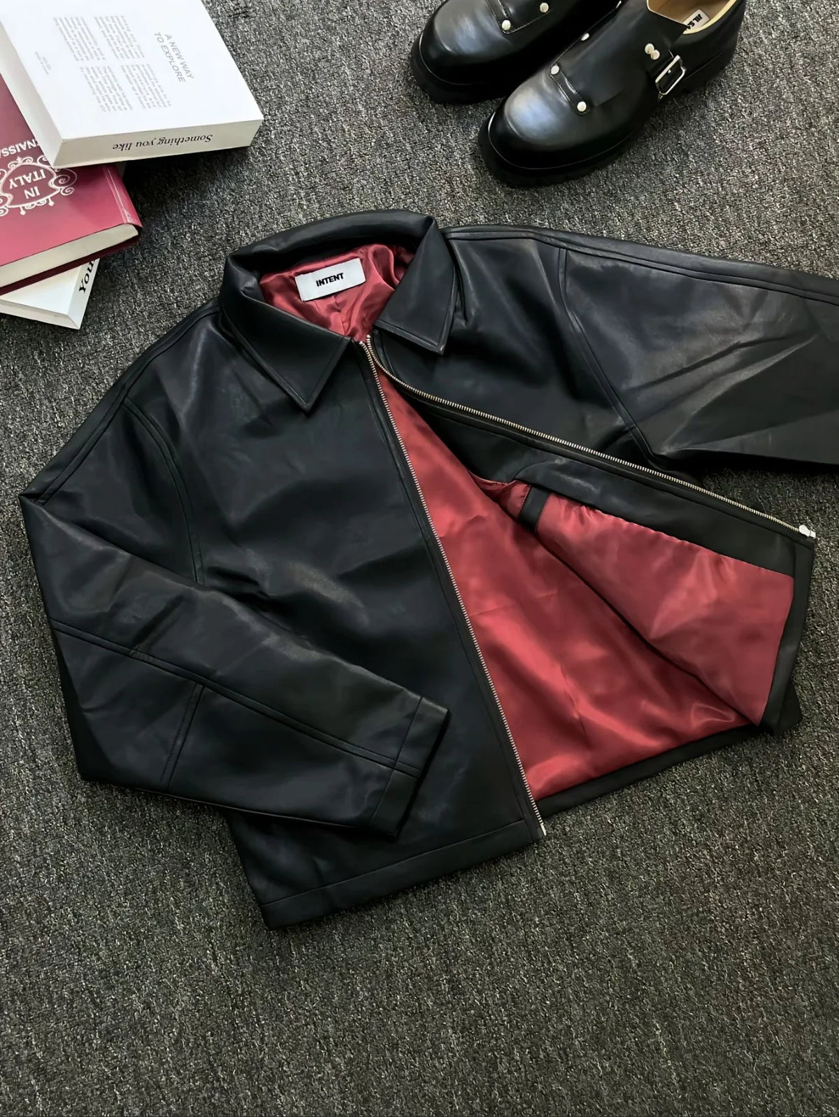2026 New Men's Spring and Autumn PU Leather Jacket Short Cleanfit Loose Casual Motorcycle Top Warm Artificial Leather Coat