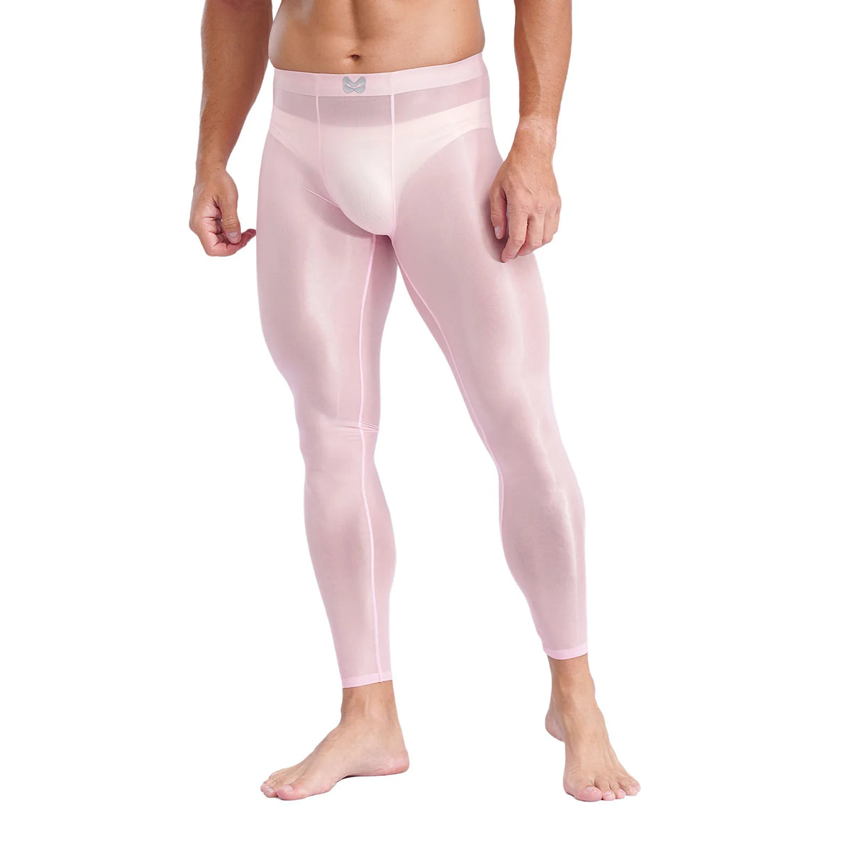 Mens Stretchy Compression Pants Skinny Sweatpants See Through Bulge Pouch Tights Ice Silky Yoga Gym Fitness Leggings Underwear