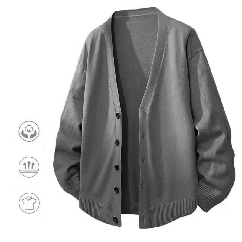Animal Game Men's V Neck Cardigan Sweaters Casual Button Men's Cold Blouse Knitwear Outdoor Knit Long Cardigan Men Streetwear