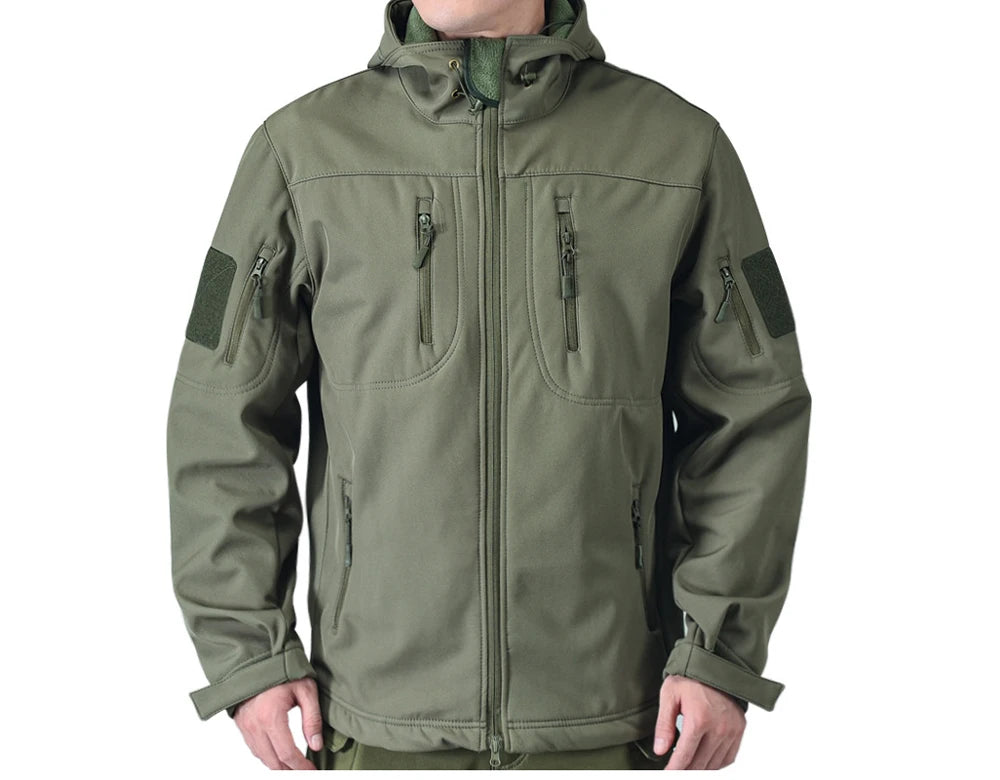 Autumn Winter Mens Army Tactical Jackets Men Softshell Warm Waterproof Action Jacket Men Mountain Ski Windbreaker Hooded Coats