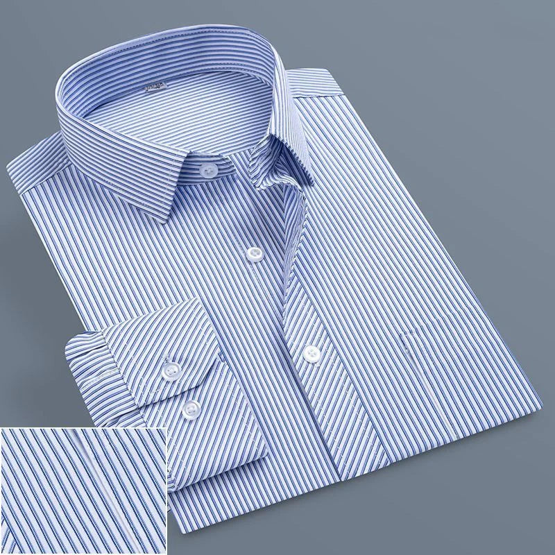 Men's Business Casual Social Shirts Oversized Plus Large Size 9XL Long Sleeve Classic Plaid Striped Brand Dress Shirts GOZBKF