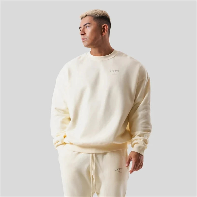 LYFT Classics Small LOGO Autumn Winter New O-neck Fleece Men Sweatshirt Loose Outdoor Sport Cotton Pullovers Multi Color Hoodies