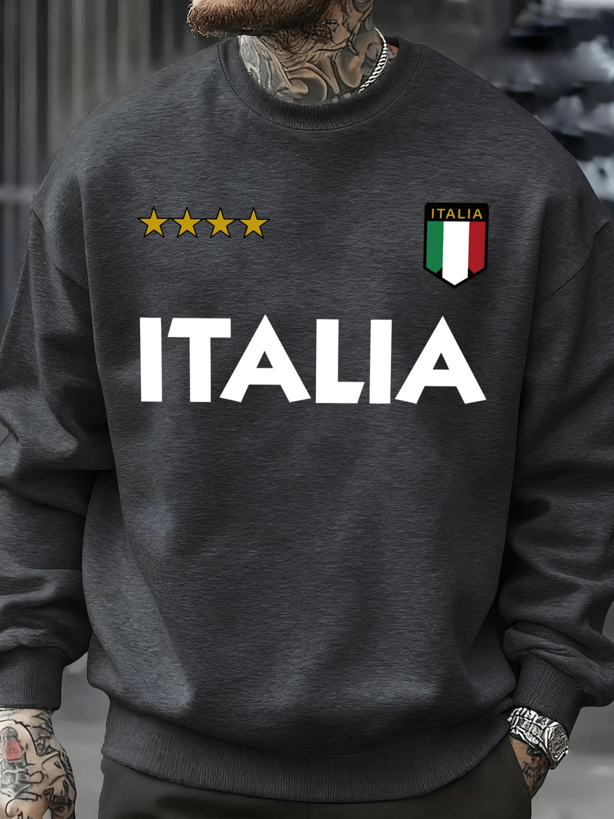 Italia Italian Flag Design Sweatshirt Men Autumn Oversize Sportswear Pullovers Street Fashion Clothing Casual Vintage Tops