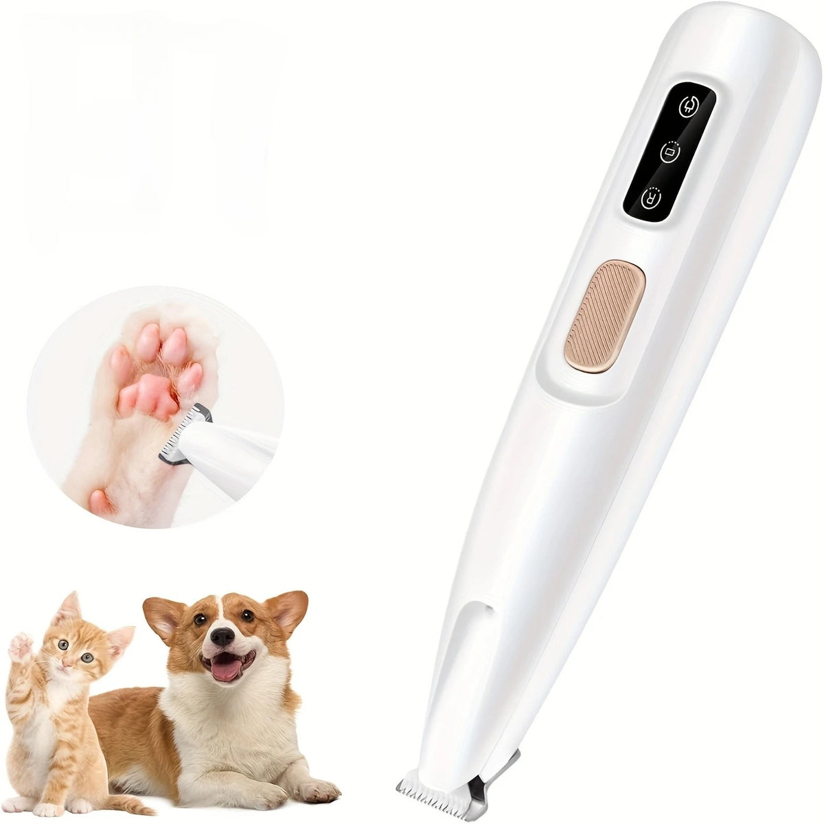 New Dog Paw Trimmer with LED Light Fully Waterproof Pet Hair Trimmer with LED Display Dog Clippers for Grooming 18mm Widen Blade
