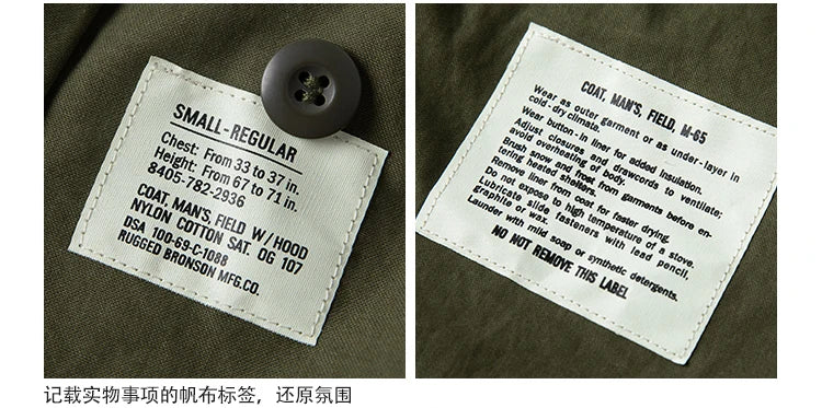 Rugged Bronson 1969 M65 Blended Satin Field Jacket M-65 Olive Green Jacket M51 Tactical Coat
