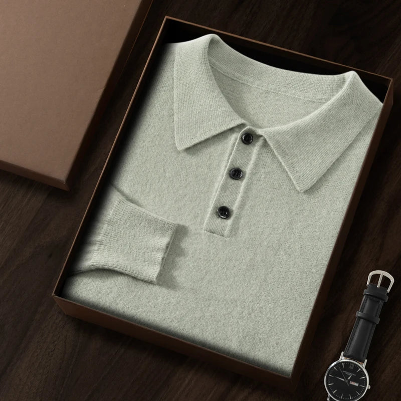 High-Grade New Autumn 100% Cashmere Sweaters Winter Clothing T-shirt Men's Sweater Solid Color Large Size Base Men Pullover