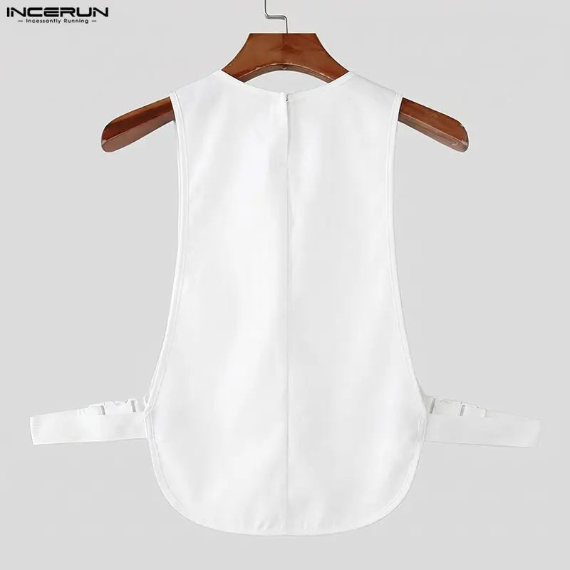 INCERUN Men's Tank Tops Solid Color O-neck Sleeveless Pockets Male Vests Summer Streetwear Loose 2026 Fashion Casual Men Clothes