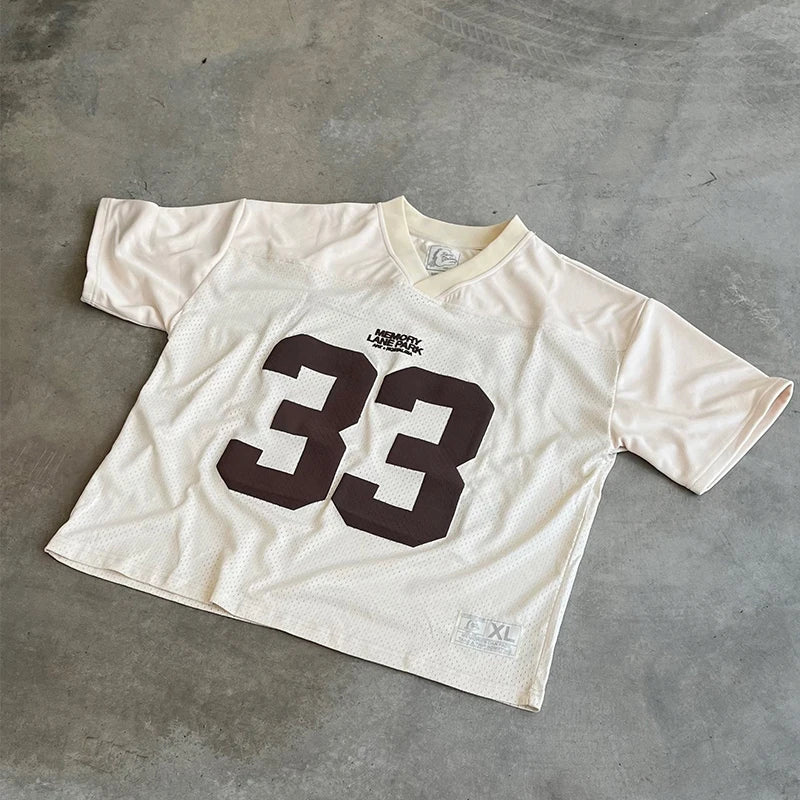 Streetwear Y2K Jersey T-shirt Men Women American Style Letter Printed Hip Hop Short-sleeved T Shirt Harajuku Trend Couple Tops