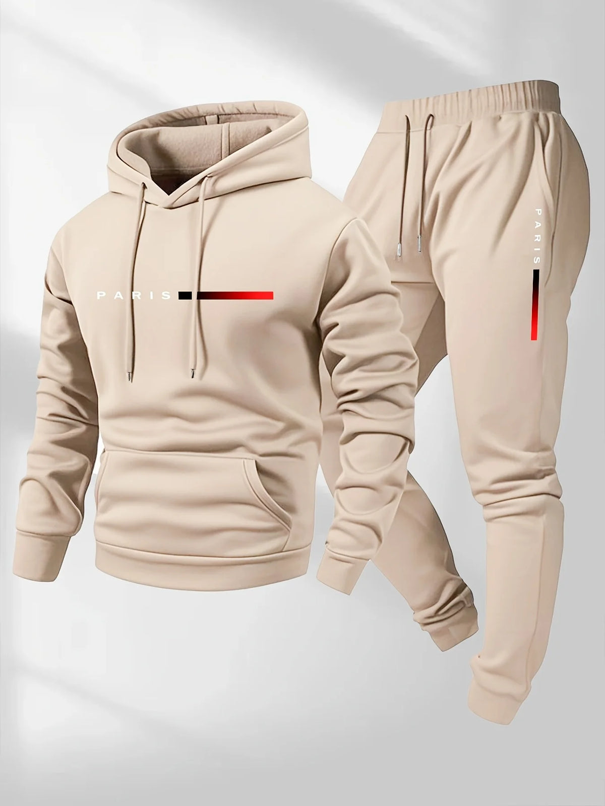2025  Letter Print Sweatshirt Suit Men's Fleece Hoodie Pants Set Spring Autumn Winter Warm Casual Sports Pullover Trousers Sets