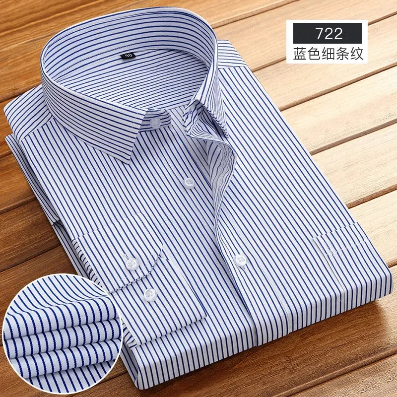 2026 Men's Long Sleeve Cotton Shirt Striped Design Spring Autumn Business Formal Dress Shirts for Men Party Wedding Shirts Male