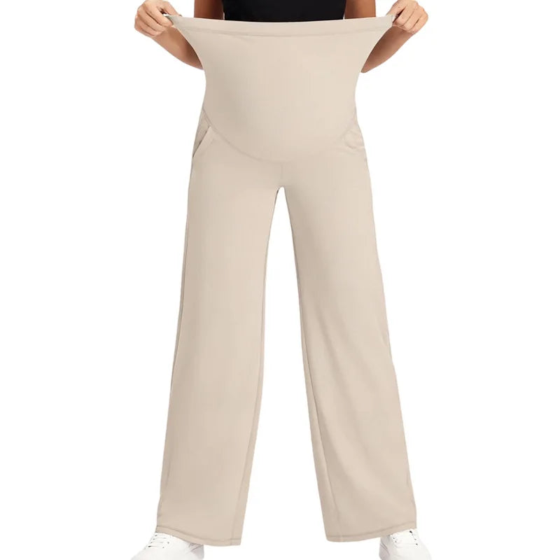 New Maternity Women Pants Solid Spring Autumn Wide-legged Pants High-waisted Loose Pants Casual Straight Pants Pregnant Clothing