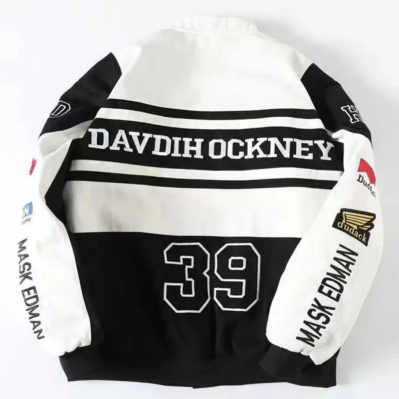 New Embroidery Motorcycle Racing Jacket for Men Women Spring Autumn Long Sleeve American Bombers Baseball Coat Hip Hop Costume