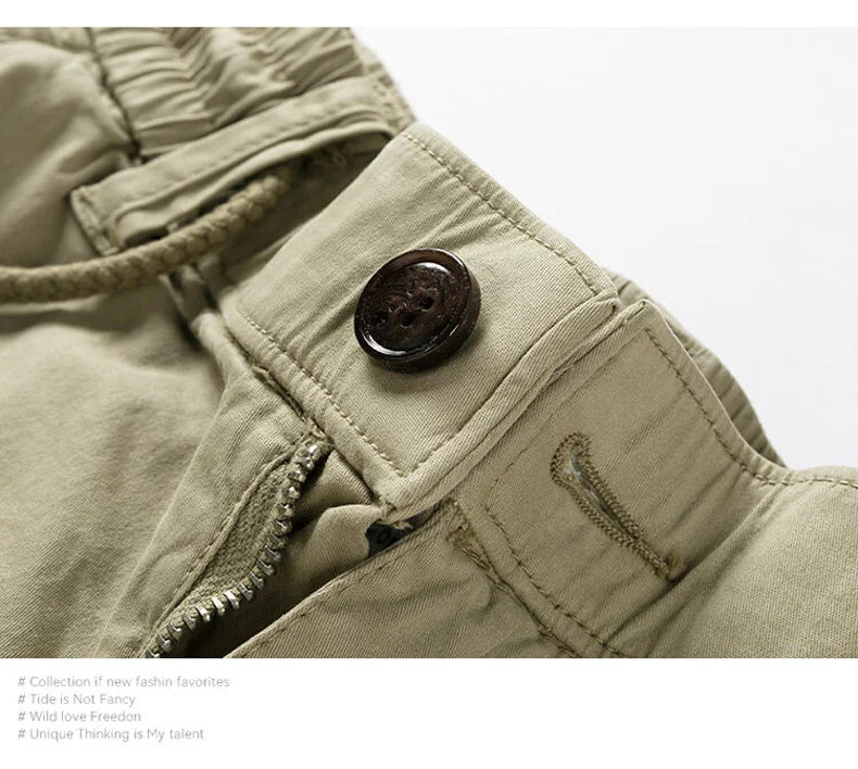 Summer Men Cargo Multi Pocket Shorts Men Casual Solid Elastic Waist Beach Short Spring Men Jogger Pants Shorts Male Dropshipping