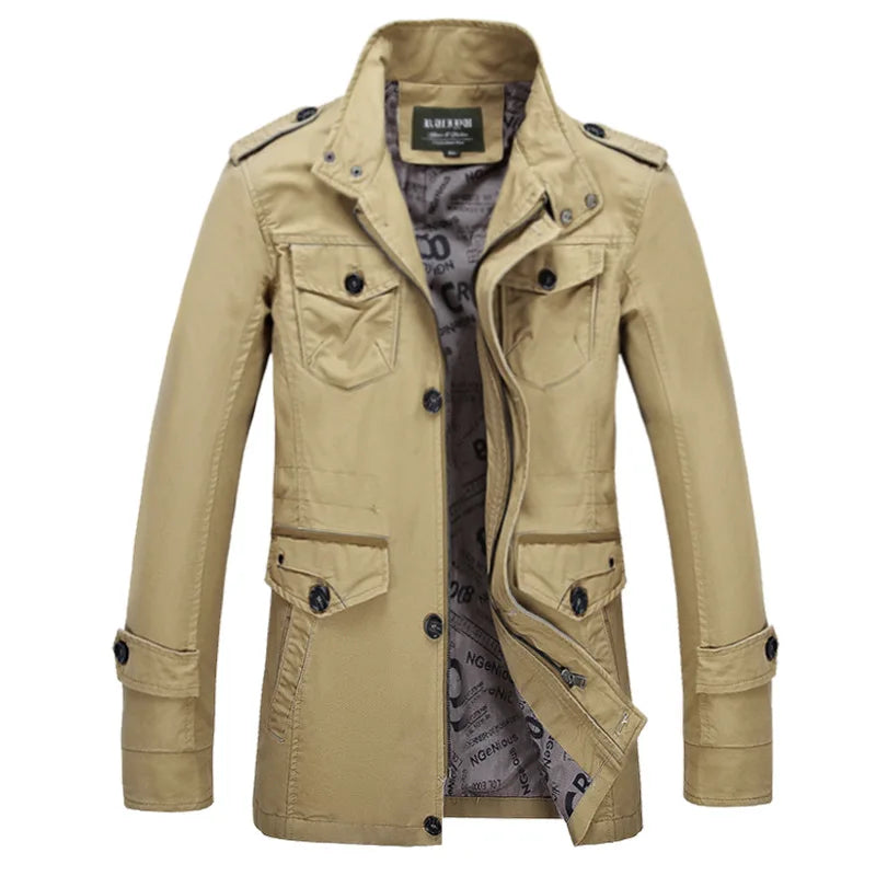 High Quality Men's Casual Jacket 6XL Male Windbreaker Oversized Cotton Classic Jackets Men Clothing Trench Coat