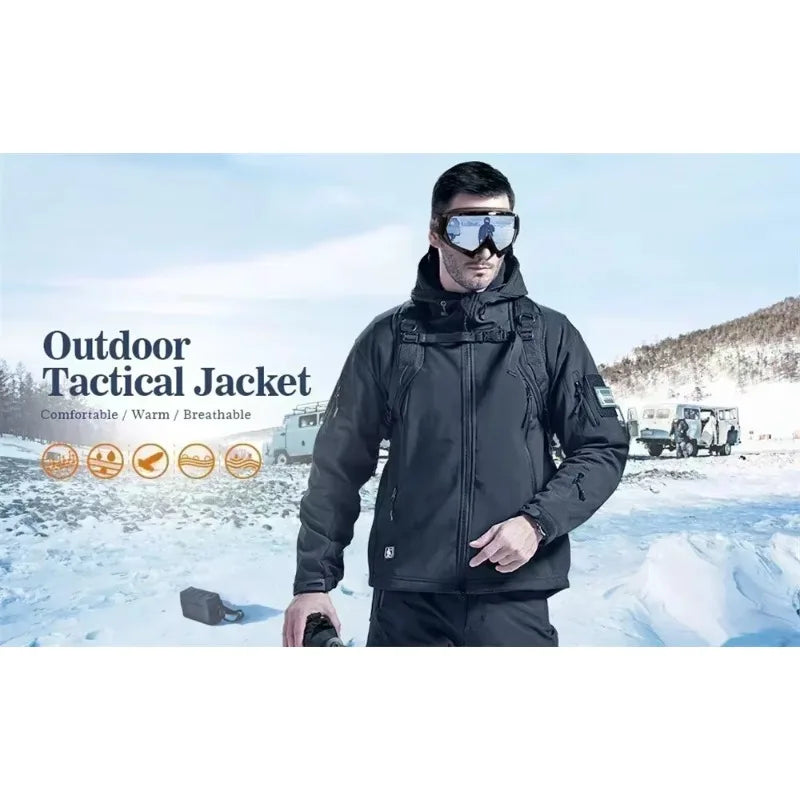 Turkey Flag Print Outdoor Military Tactical Shark Skin Man Coats Fleece Warm SoftShell Jackets for Men