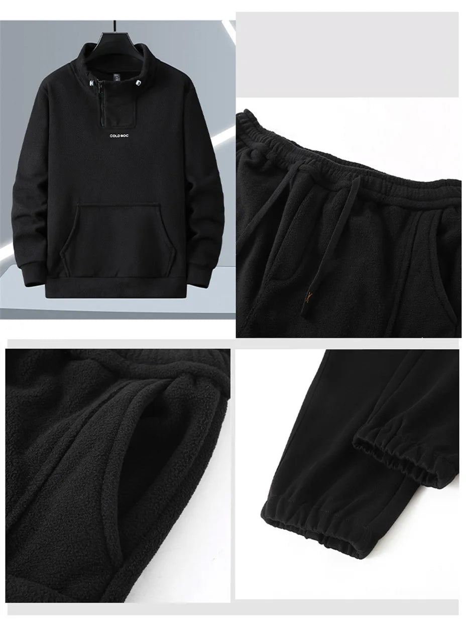 Polar Fleece Tracksuit Men 12XL Plus Size Men's Sets Sweatshirt Sweatpants Autumn Winter Casual Suits Male Big Size 10XL 12XL