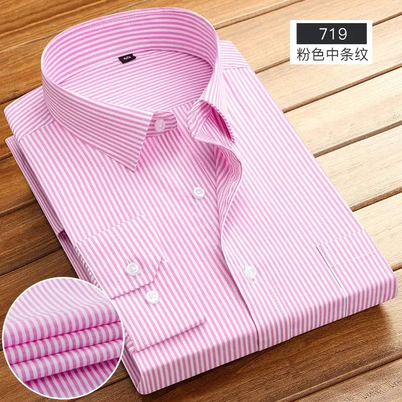 2026 Men's Long Sleeve Cotton Shirt Striped Design Spring Autumn Business Formal Dress Shirts for Men Party Wedding Shirts Male