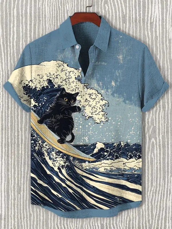 Fashion Men's Graphics Shirts Short Sleeved Button Down Lapel Shirt For Summer Oversized Tops Vacation Casual Hawaiian Shirts