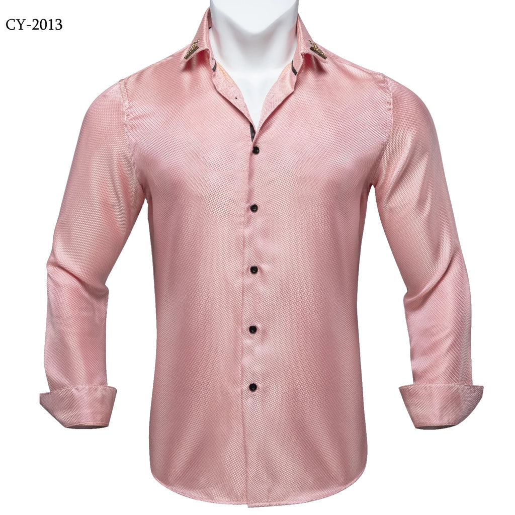 Brand New Men's Royal Blue Business Shirts Luxury Fashion Paisley Long Sleeve Turn-Down Collar Social Shirt Male Casual Blouse